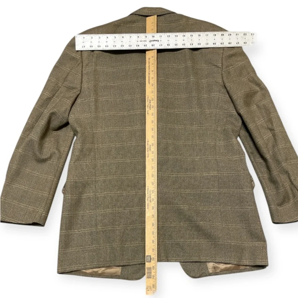 Men's Canali Sport Coat 44R Tan Glen Plaid Wool Blazer Suit Jacket